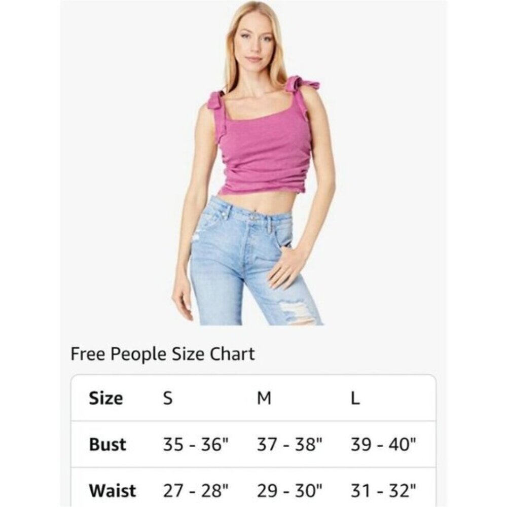 Free People ✦ Boulevard Tank ✦ Dragonfruit Pink Tie Straps Ruched Bodice XS NWOT - Picture 10 of 11